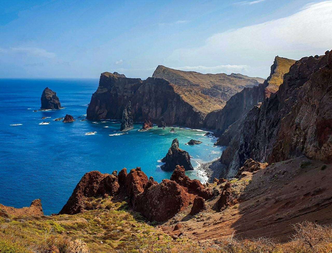 Ponta de São Lourenço, Madeira, volcanic bay with turquoise water and sea stacks